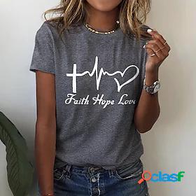 Womens Heart Text Casual Weekend Painting Short Sleeve T