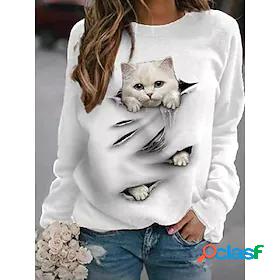 Womens Hoodie Sweatshirt Cat Graphic 3D Print Daily 3D Print