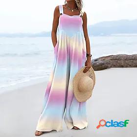 Womens Jumpsuit Jumpsuit Print Daily Multi Color Sleeveless