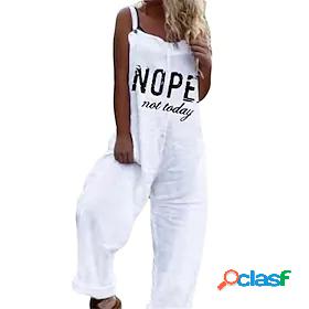 Women's Jumpsuit Letter Lace up Print Casual Square Neck