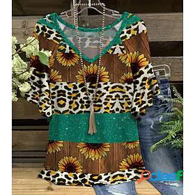 Womens Leopard Sunflower Casual Weekend Floral Painting