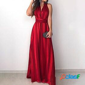 Women's Maxi long Dress A Line Dress Red Sleeveless Print