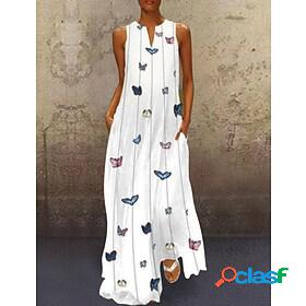 Womens Maxi long Dress A Line Dress White Yellow Light Blue