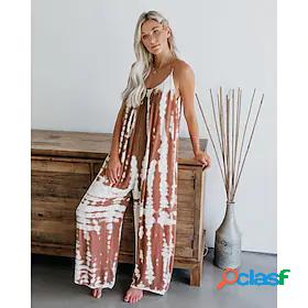 Womens Overall Tie Dye Basic U Neck Wide Leg Daily Holiday