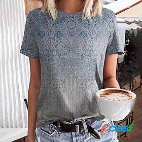 Womens Paisley Casual Weekend Painting Short Sleeve T shirt