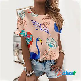 Womens Plants Animal Daily Weekend Floral Flamingo Painting
