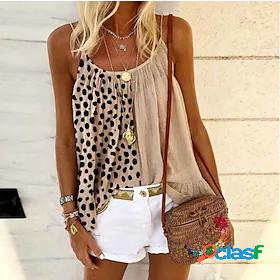 Womens Polka Dot Daily Weekend Sleeveless Camisole Tank Top