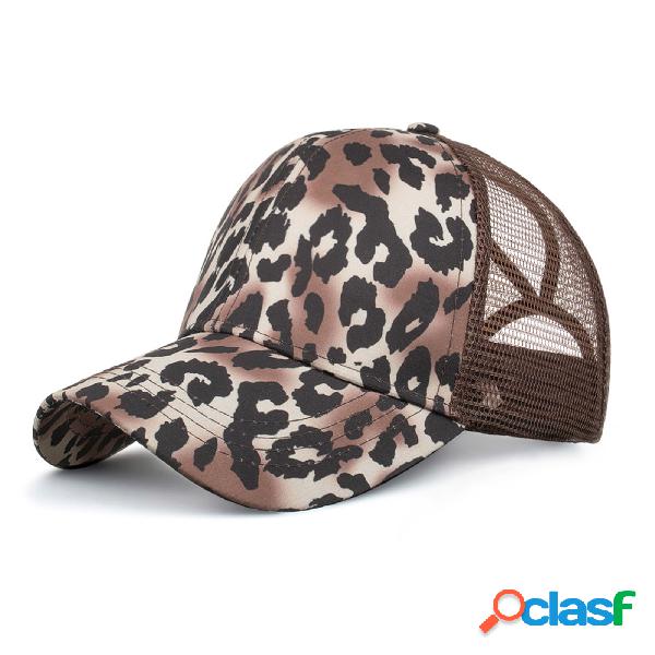Womens Polyester Mesh Leopard Tiger Print Baseball Cap Shade