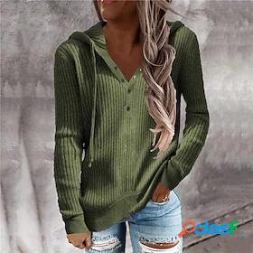 Women's Pullover Sweater Jumper Knit Knitted Button V Neck