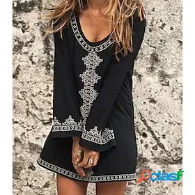 Womens Short Mini Dress A Line Dress Black And White Long