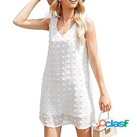 Women's Short Mini Dress A Line Dress White Black Purple