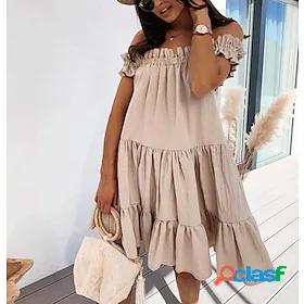 Women's Short Mini Dress Swing Dress White Black khaki Sky