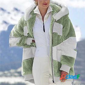 Womens Teddy Coat Sherpa jacket Fleece Jacket Patchwork
