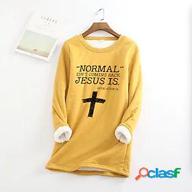 Womens Text Daily Weekend Religious Painting Long Sleeve T