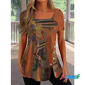 Womens Tie Dye Casual Weekend Painting Short Sleeve T shirt