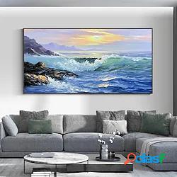 dipinto a mano dipinto a olio muro blu oceano alba paesaggio
