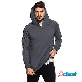 mens four seasons loose hooded sweater fashion casual solid
