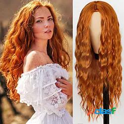 parrucca arancione per le donne parrucche sintetiche lunghe