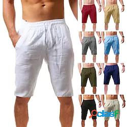 uomo cotone lino casual classic fit corto escursionismo
