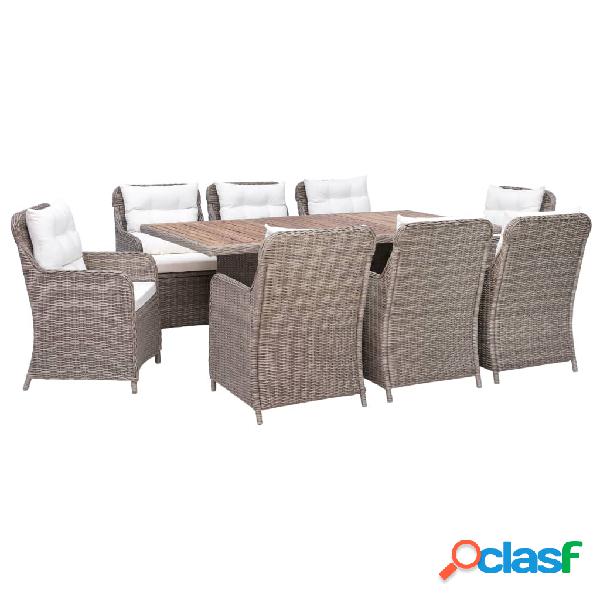 vidaXL 3057801 9 Piece Outdoor Dining Set with Cushions Poly