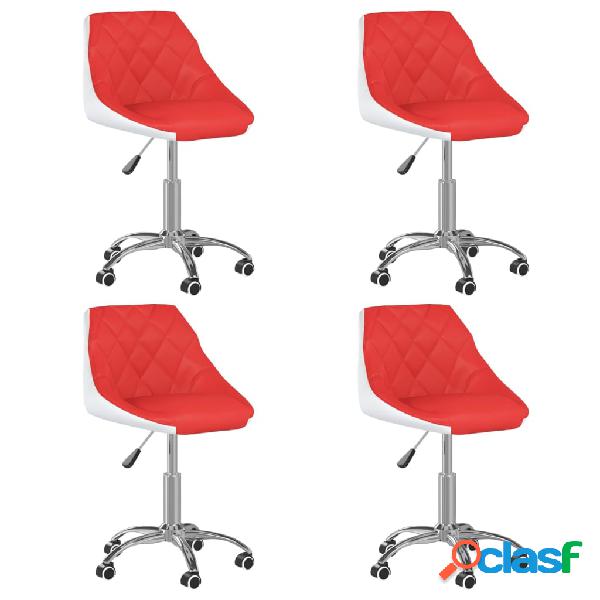 vidaXL 3088727 Swivel Dining Chairs 4 pcs Red and White Faux