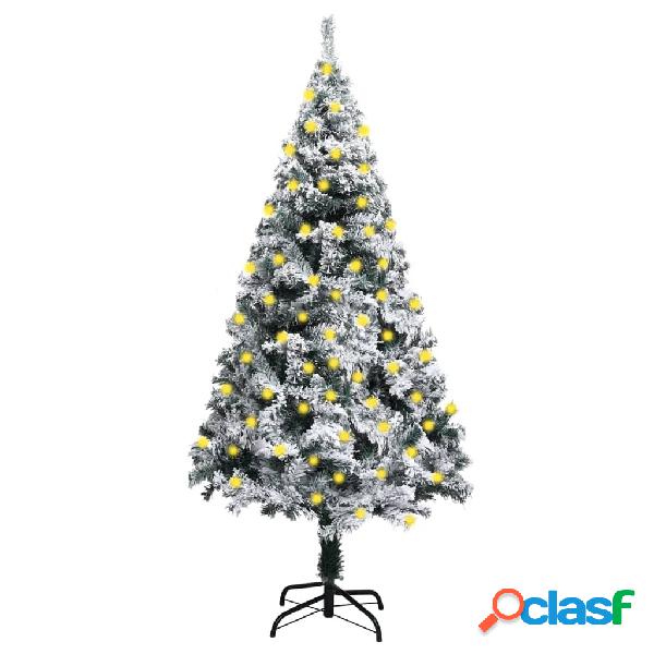 vidaXL Albero di Natale Artificiale con Luci LED e Neve