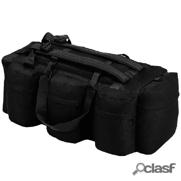 vidaXL Borsone da Viaggio Stile Militare 3 in 1 120 L Nero