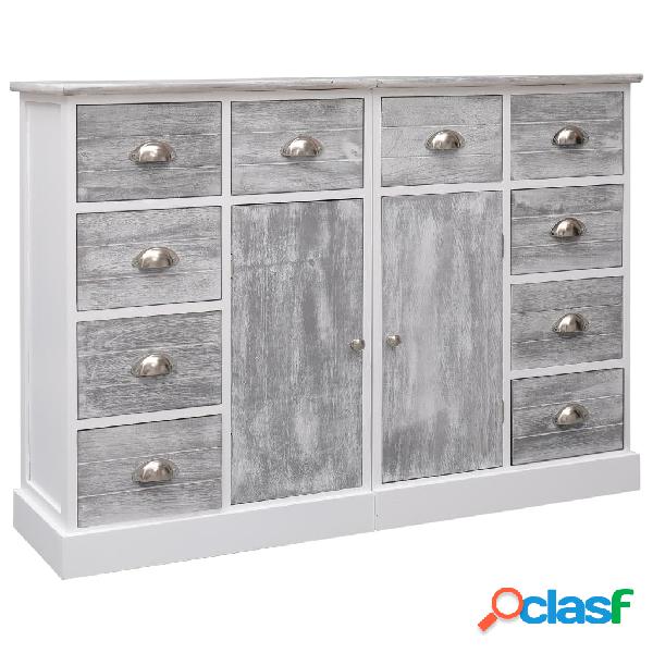 vidaXL Credenza con 10 Cassetti Grigia 113x30x79 cm in Legno