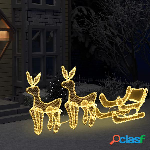 vidaXL Decorazione Luminosa Natalizia Slitta e 2 Renne in