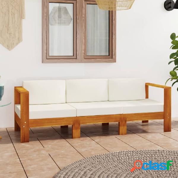 vidaXL Divano da Giardino 4 Posti Cuscini Bianco Crema
