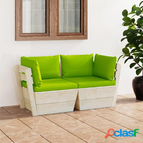vidaXL Divano da Giardino a 2 Posti su Pallet con Cuscini
