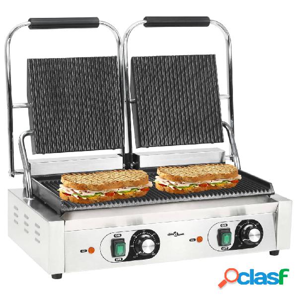 vidaXL Doppia Griglia per Panini Scanalata 3600 W 57x30,5x20