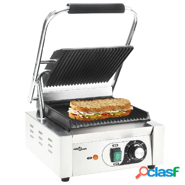 vidaXL Griglia per Panini Scanalata in Acciaio Inox 1800W