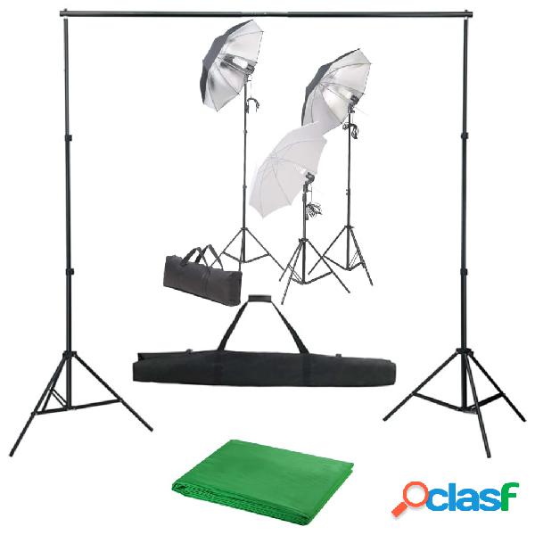 vidaXL Kit Studio Fotografico con Set Luci e Fondale