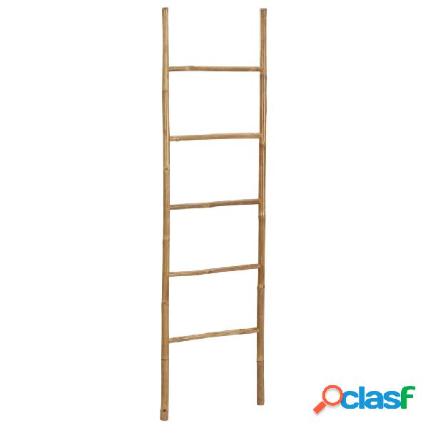 vidaXL Scala Portasciugamani con 5 Pioli in Bambù 170 cm