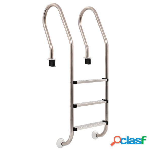 vidaXL Scaletta per Piscina 3 Gradini in Acciaio Inox 304
