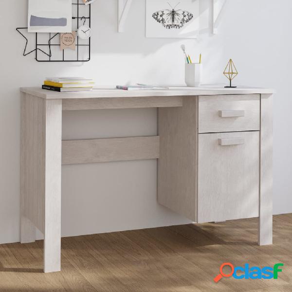 vidaXL Scrivania Bianca 113x50x75 cm in Legno Massello di