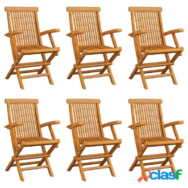 vidaXL Sedie da Giardino Pieghevoli 6 pz in Legno Massello
