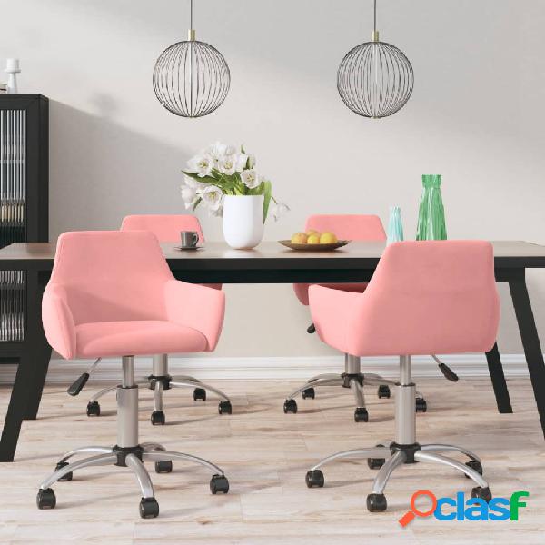 vidaXL Sedie da Pranzo Girevoli 4 pz Rosa in Velluto