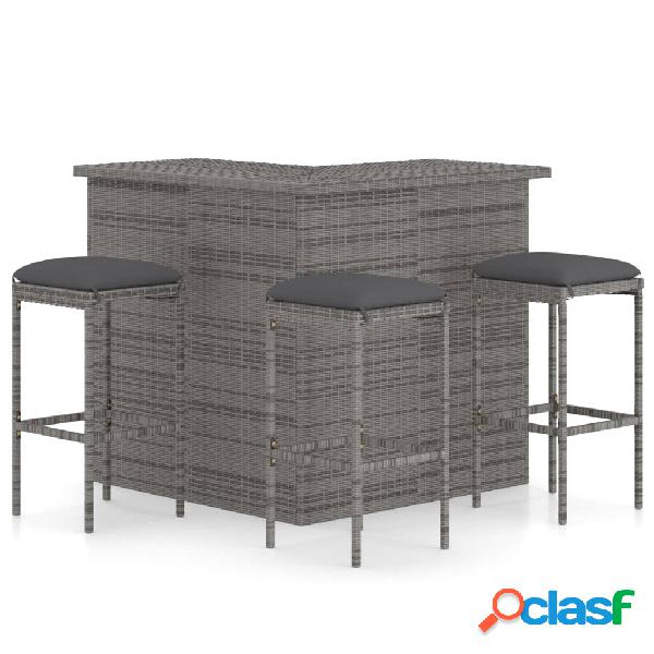 vidaXL Set Bar da Giardino 4pz con Cuscini in Polyrattan