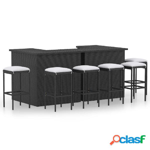 vidaXL Set Bar da Giardino 8 pz con Cuscini in Polyrattan