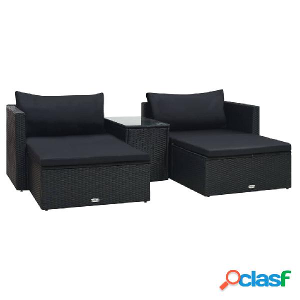 vidaXL Set Divani da Giardino 5 pz con Cuscini in Polyrattan