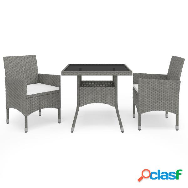 vidaXL Set Mobili da Pranzo da Giardino 3 pz Grigio