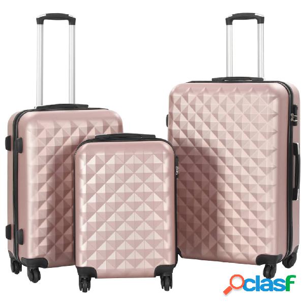 vidaXL Set Trolley a Custodia Rigida 3 pz Oro Rosa in ABS