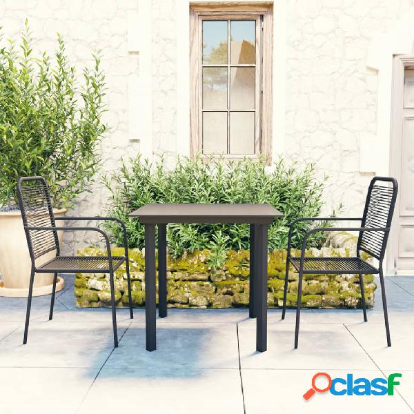 vidaXL Set da Pranzo da Giardino 3 pz Nero in Vetro e