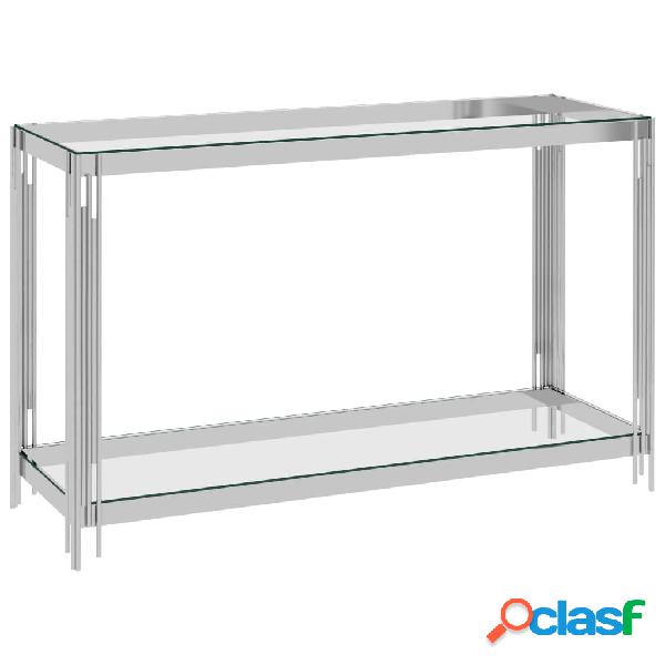 vidaXL Tavolino Laterale Argento 120x40x78 cm in Acciaio