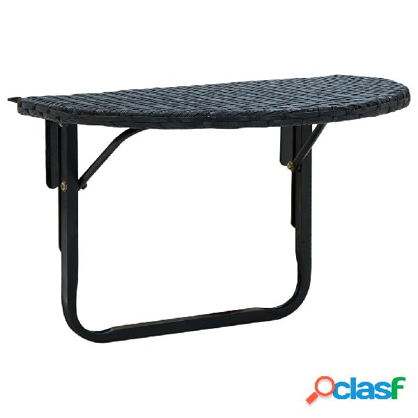 vidaXL Tavolo da Balcone 60x60x32 cm Nero in Polyrattan