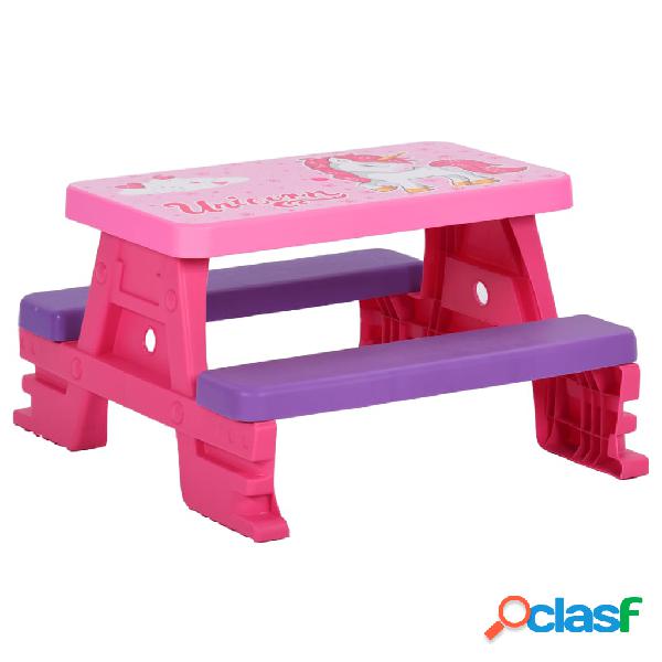 vidaXL Tavolo e Panche da Picnic 79x69x42 cm Rosa