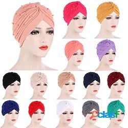 15 colori pieghe con perline cappello turbante musulmano