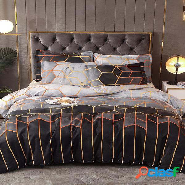 2/3 pezzi set biancheria da letto geometrica bianco Black